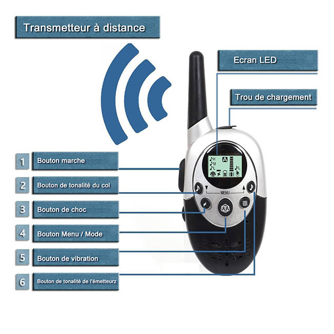 Collier Dog Training Électrique Rechargeable et Étanche 1000 Mètres Écran LCD Télécommande