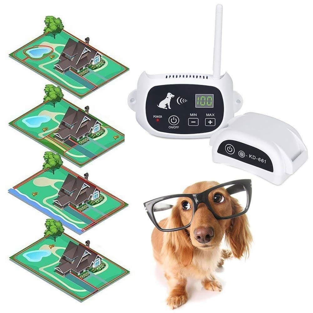 Clôture Anti Fugue Electronique sans fil pour Chien avec 2 colliers