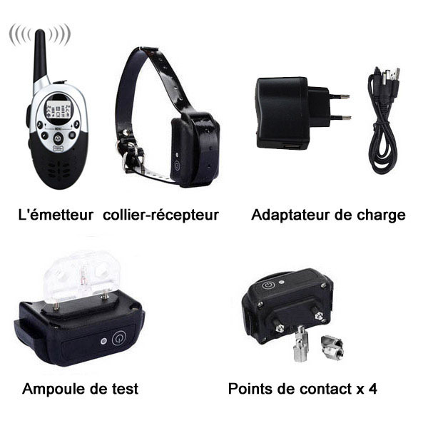 Collier dressage chien électrique rechargeable et étanche 1000m Anti Aboiement Ceinture TPU réglable